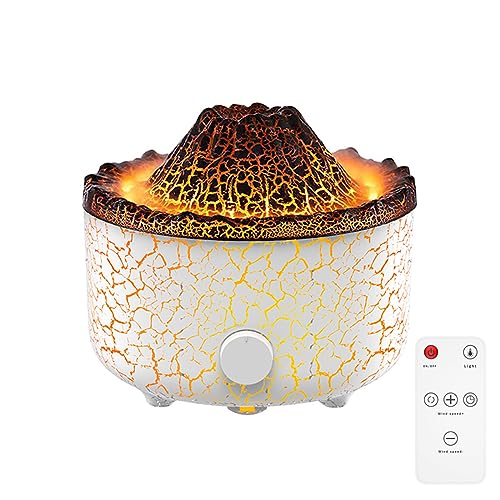 560ML Aroma Diffuser Ultrasonic Volcano Duftlampe Luftbefeuchter Diffuser mit Fernbedienung, 2 Modus Flamme Diffusor Timer und wasserlose Abschaltautomatik, Ultra-Silent Luftbefeuchter von LANMOU