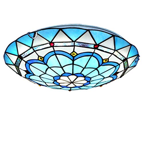 LANMOU Deckenlampe Tiffany, Mediterrane Style LED Deckenleuchte Wohnzimmer Schlafzimmer Veranda Flur Runde Tiffany Deckenleuchten mit Handgefertigte Buntglas Lampenschirm, Ø40cm LANMOU Deckenlampe Tiffany, Mediterrane Style LED Deckenleuchte Wohnzimmer Schlafzimmer Veranda Flur Runde Tiffany Deckenleuchten mit Handgefertigte Buntglas Lampenschirm, Ø40cm von LANMOU