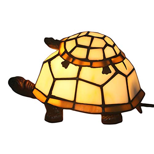 LANMOU Europäische Schildkröte Tischlampe Tiffany Lampe Schlafzimmer Dekoration Ornamente Kleine Schreibtischlampe Energiesparende Nachtlicht Kinderleuchte E14,Gelb von LANMOU