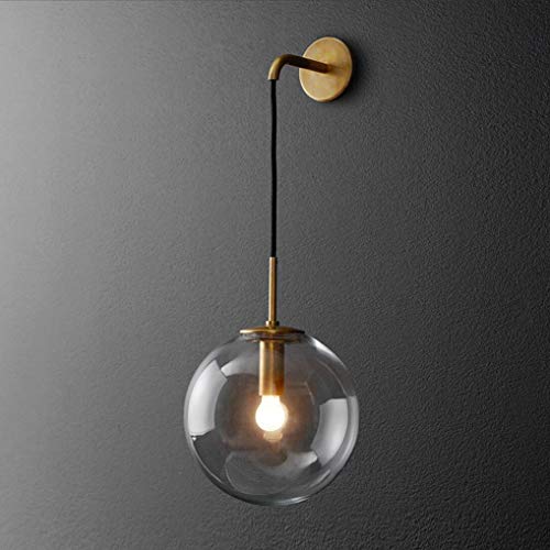 LANMOU Industrial Vintage Wandleuchte Loft Bar Globe Drop Wandlampe Schlafzimmer Korridor Wandleuchten Retro Klar Glaskugel Wand Licht, 15cm,Gold von LANMOU