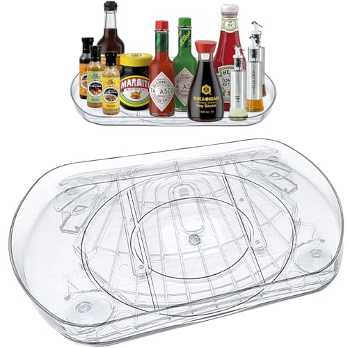 LANMOU Kühlschrank Drehteller Organizer, Lazy Susan Rechteckig, Drehteller Kühlschrank 40 cm, rutschfest, Stabil, 360° Drehbar, Einfache Reinigung, Platzsparend, 40x28 cm von LANMOU