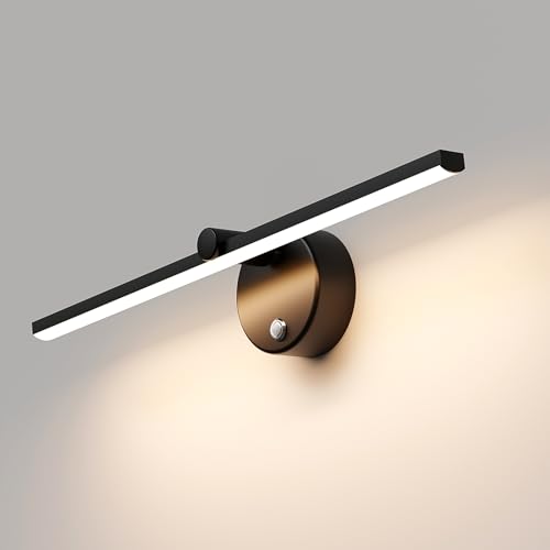 LANMOU LED Dimmbar Badezimmer Spiegelleuchte mit Schalter, Moderne 300 ° Schwenkbar Bad Spiegelleuchte LED 4000K 41cm Badezimmer Wandleuchte für Schminktisch Schrank,Schwarz von LANMOU