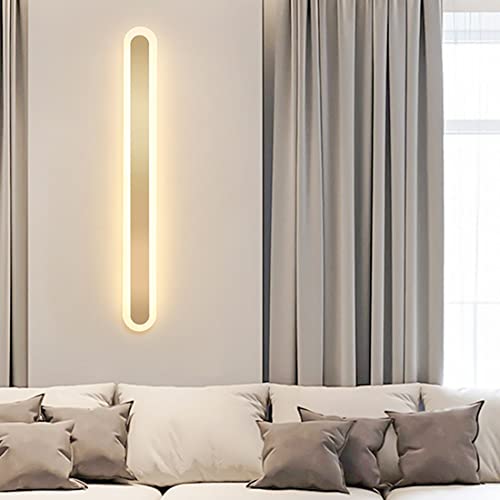 LANMOU LED Lange Wandlampe Innen, Modern Gold Wandleuchte Dimmbare Up Down Wandlampe Dekoration Wandbeleuchtung Acryl Flurlampe für Treppe Wohnzimmer Korridor, 3 Farbtemperatur,800 * 90 * 45mm/32w von LANMOU