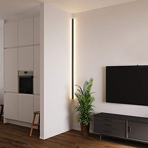 LANMOU LED Lange Wandleuchte Nordisch Minimalistische Eck Wandlampe Schwarz Innen Schlafzimmer Wandbeleuchtung Modern 3000K Aluminium Wohnzimmer Leuchte Eingang Wanddekoration/Beleuchtung,100cm/24w von LANMOU