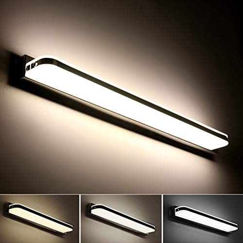 LANMOU LED Spiegelleuchte Bad, Spiegellampe Badezimmer Wandleuchte Edelstahl Badlampe Spiegellicht Badspiegel Schminklicht Aufbauleuchte IP44 Wasserdichte Schrankleuchte, 110-240 V, 100cm von LANMOU