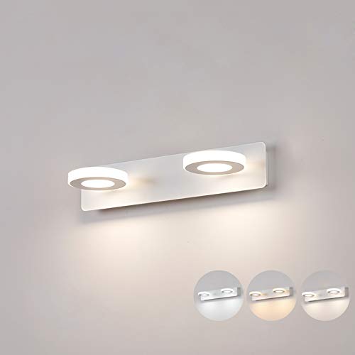LANMOU LED Spiegelleuchte Badezimmer Spiegellampe 4-Flammig Weiß Wasserdicht Spiegelfrontleuchte Acryl Runde, 3 Farbtemperatur, 360° Drehbar Winkel Badezimmer Wandleuchte Für Waschbecken,32cm/10w von LANMOU