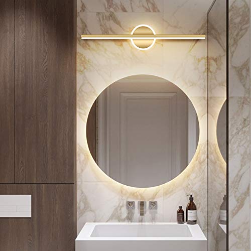 LANMOU LED Spiegelleuchte Badezimmer Wandlampe Modern, IP44 Wasserdicht Bad Spiegellampe Gold/Schwarz Badleuchte, 3 Farbtemperatur, Acryl Badlampe Für Kosmetikspiegel,Gold Round,60CM/13W von LANMOU