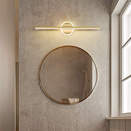 LANMOU LED Spiegelleuchte Badezimmer Wandlampe Modern, IP44 Wasserdicht Bad Spiegellampe Gold/Schwarz Badleuchte, 3 Farbtemperatur, Acryl Badlampe Für Kosmetikspiegel,Gold Round,80CM/16W von LANMOU
