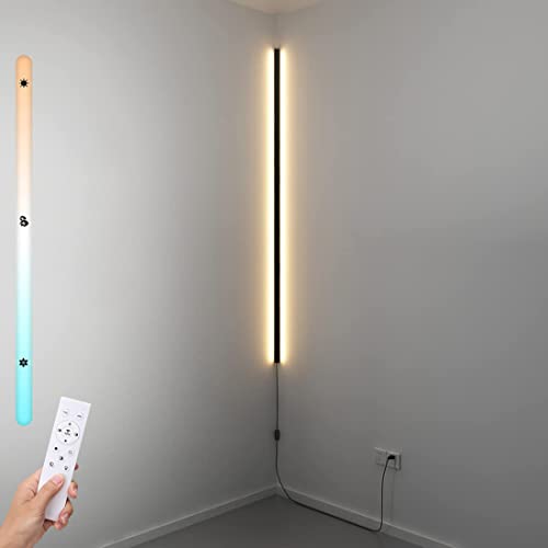 LANMOU LED Wandleuchte Innen Schwarz Mit Stecker und Kabel, 3000K-6000K LED Dimmbar Wandlampe mit Fernbedienung für Eck, Modern Dekoration Wandbeleuchtung Aus Aluminium,150 * 5 * 4cm LANMOU LED Wandleuchte Innen Schwarz Mit Stecker und Kabel, 3000K-6000K LED Dimmbar Wandlampe mit Fernbedienung für Eck, Modern Dekoration Wandbeleuchtung Aus Aluminium,150 * 5 * 4cm von LANMOU