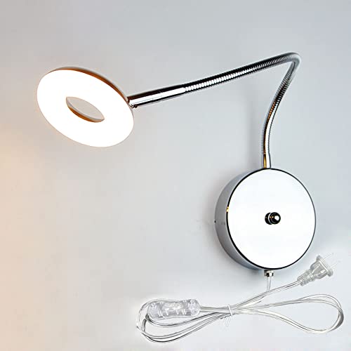 LANMOU Leselampe Wandmontage mit Stecker und Schalter, Flexibler Schwanenhals Wandlampe Innen 4000K 5W LED Moderne Chrom Wandleuchte für Schlafzimmer Bettleuchte von LANMOU