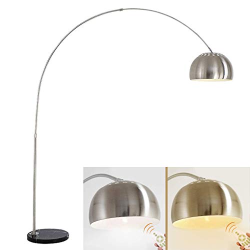 LANMOU Moderne Bogenlampe, 12W LED Dimmbar Stehlampe mit Fernbedienung, Höhe Verstellbar Wohnzimmerlampe Innenbeleuchtung Bogenleuchte mit Rund Marmor Basis, Bogenstandleuchte E27 Max. 60 Watt von LANMOU