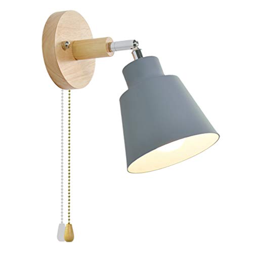 LANMOU Moderne Wandleuchte Holz Wandlampe 1 flammige Lampe Wandspot Holz Landhaus Dekor Lampe E27 Wandstrahler für Wohnzimmer Schlafzimmer Esszimmer Flur Bar Cafe,Gray with switch von LANMOU