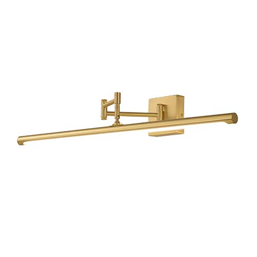 LANMOU Vintage LED Spiegellampe Badezimmer Spiegelschrank Leuchte Messing, IP44 Wasserdicht Bad Spiegelleuchte Dimmbar Bilderleuchte Retro Verstellbar Arm Wandlampe Badleuchte LED Mit 3 Farb,70cm/24w von LANMOU