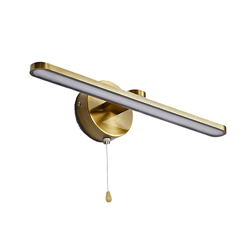 LANMOU Vintage Spiegellampe Messing mit Schalter, 3000K LED Badezimmer Wandleuchte Retro, IP44 Wasserdicht Bad Spiegelleuchte LED Schminklicht Badlampe LED Bilderleuchte,40cm/12w von LANMOU