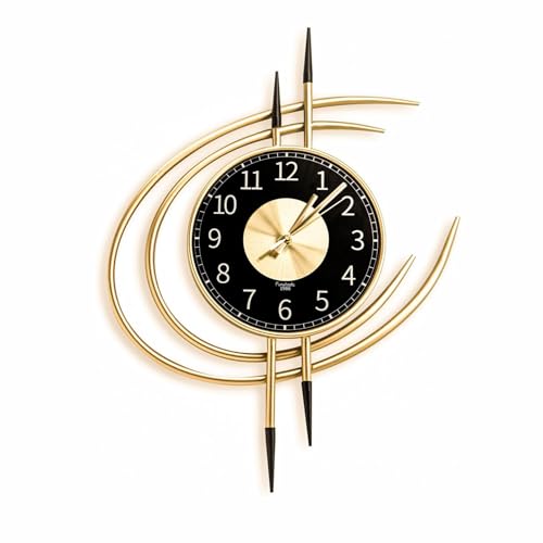 LANMOU Wanduhr Groß Modern, 54CM Wanduhr Wohnzimmer Uhr Wand ohne Tickgeräusche, Wanduhren Gold Schwarz Lautloses Design aus Metall, Wohnzimmeruhr Dekorative von LANMOU
