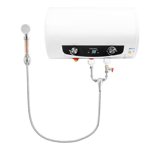 LANNADD 35L Elektrische Warmwasserspeicher, Durchlauferhitzer Dusche 2000W Horizontal Wassererhitzer Warmwasserboiler mit Handbrause und Schlauch 25-75°C von LANNADD