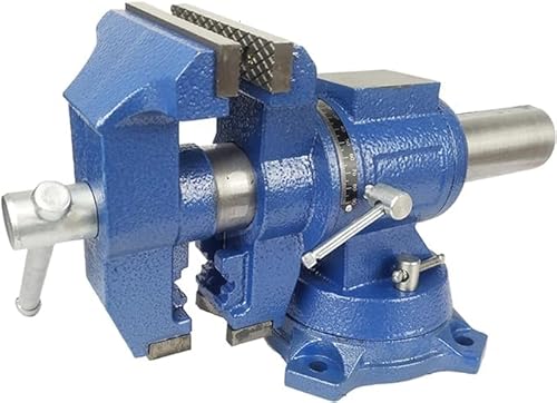 LANNADD 5" Schraubstock, Parallel Werkbank Drehbar Teller 360° Mit Amboss Tischschraubstock Spannweite Rotierende 125 Mm, Professionelle Drehbare Zange für Flachschleifer Fräsmaschinen - Blau von LANNADD