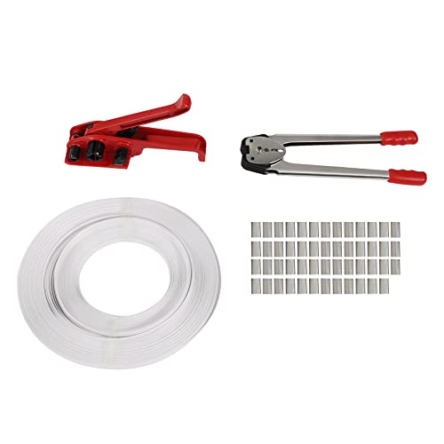 LANNADD Manuelle Umreifungsgerät, 1000n Versiegelung Spanngerät Umreifungsband Kit, Manuelles Umreifungs-Kit Ideal für Lagerverpackungen Garagenlagerung und Ladungssicherung (12-16mm/0.4-0.6inch) von LANNADD