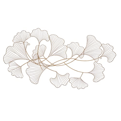 LANNADD Moderne Wanddekorationen, 120 X 57cm Metall Wand Deko Wandschmuck Moderne 3D Wandbild, Wanddeko Metall Ginkgoblatt Wanddekoration Wandverzierung Art Deko für Wohnzimmer Hotel Hintergrund von LANNADD