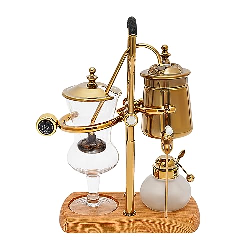 LANNADD Siphon Kaffeemaschine, 400ml Retro Kaffeebereiter Vakuum Kaffeebereiter Set, 4 Tassen Heimgebrauch Glassiphon Kaffeemaschine Siphon-Kaffeekanne Vintage-Kaffeemaschine - Gold von LANNADD