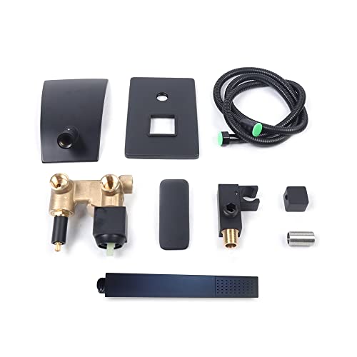LANNADD Unterputz Duscharmatur Set, Wasserfall Bad Armaturen Badewanne Wasserhähne, Wand Montiert Handbrause Mit Handbrause Seitendusche Badewannenarmatur für Bäder Geeignet - Schwarz LANNADD Unterputz Duscharmatur Set, Wasserfall Bad Armaturen Badewanne Wasserhähne, Wand Montiert Handbrause Mit Handbrause Seitendusche Badewannenarmatur für Bäder Geeignet - Schwarz von LANNADD