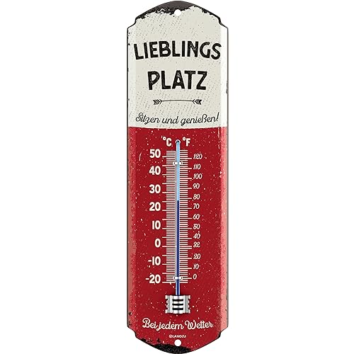 LANOLU Blechschilder Thermometer retro LIEBLINGSPLATZ Schild Garten außen - Deko Garten vintage Schilder, Gartendeko - Wanddeko Garten Schild aus Metall, 8x28 cm LANOLU Blechschilder Thermometer retro LIEBLINGSPLATZ Schild Garten außen - Deko Garten vintage Schilder, Gartendeko - Wanddeko Garten Schild aus Metall, 8x28 cm von LANOLU