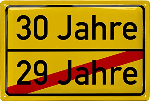 LANOLU Retro Blechschild 30 Schild Geburtstag - 30er Schild ORTSSCHILD - Verkehrsschild Deko 30 Geburtstag Mann, 30 Geburtstag Deko, 20x30 cm von LANOLU