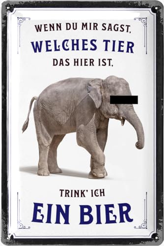 LANOLU Retro Blechschild Bier, lustiges Sprüche Metallschild als Geschenk für Bierliebhaber und Männer, Bar, Kneipen, Partykeller Dekoration, Werkstattschild aus Metall, mit Stanzung 20x30 cm von LANOLU