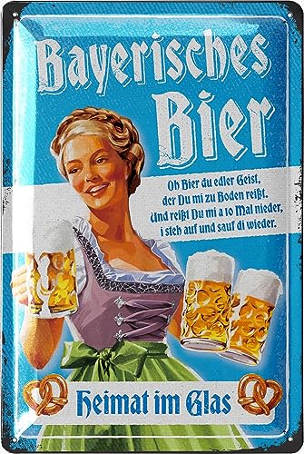 LANOLU Retro Blechschild Bier - lustige Schilder mit Sprüchen Bar Dekoration für Partykeller, Kneipen Bardeko für Stammtisch, Geschenkidee für Papa zum Vatertag, vintage Metallschild 20x30cm von LANOLU