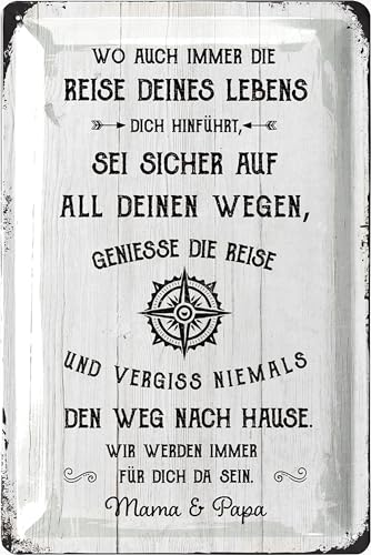 LANOLU Retro Blechschild Genieße die Reise deines Lebens - Emotionales Geschenk Tochter oder Sohn von Mama und Papa - Erste Wohnung Geschenk Auszug Jugendweihe 20x30cm LANOLU Retro Blechschild Genieße die Reise deines Lebens - Emotionales Geschenk Tochter oder Sohn von Mama und Papa - Erste Wohnung Geschenk Auszug Jugendweihe 20x30cm von LANOLU