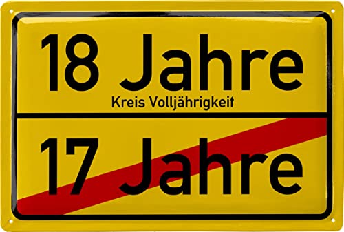 LANOLU Retro Blechschild Ortschschild 18. Geburtstag Junge - Alternative zur Geburtstagskarte 18 Jahre - Geschenke zum 18 Geburtstag und Geburtstagsdeko, 20x30cm von LANOLU
