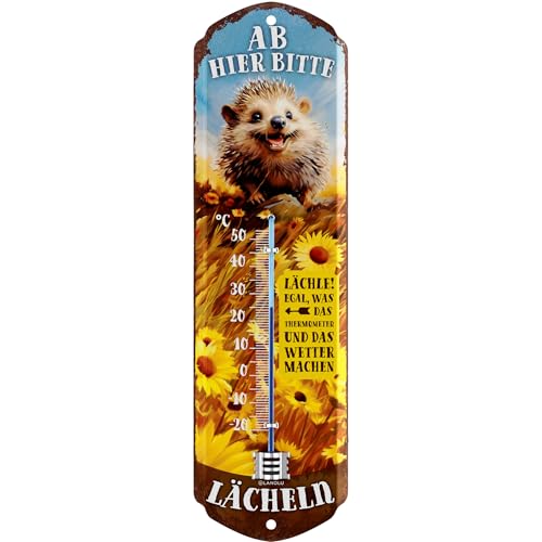 LANOLU Thermometer Ab hier bitte lächeln Igel 8x28cm von LANOLU
