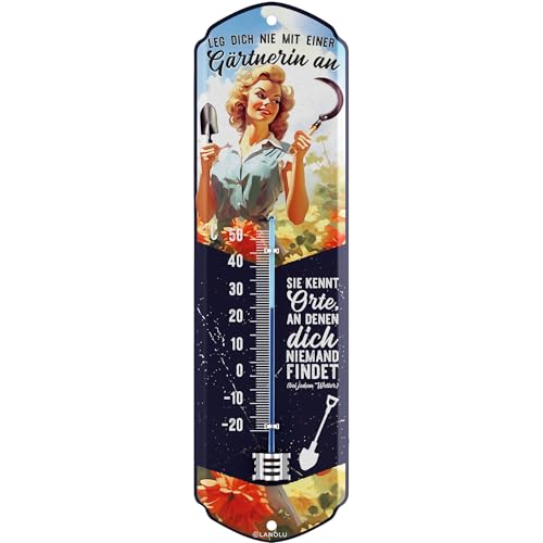 LANOLU Thermometer Leg dich nicht mit einer Gärtnerin an 8x28cm von LANOLU
