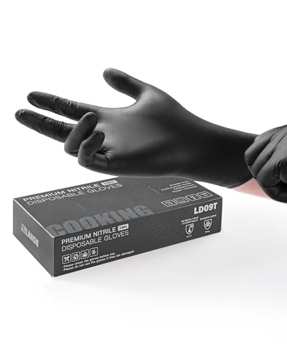 LANON 3mil Nitrilhandschuhe 100 Stück, Schwarz Einweghandschuhe Lebensmittelecht, Latexfrei & Puderfrei, Einmalhandschuhe in Gr. S von LANON Protection