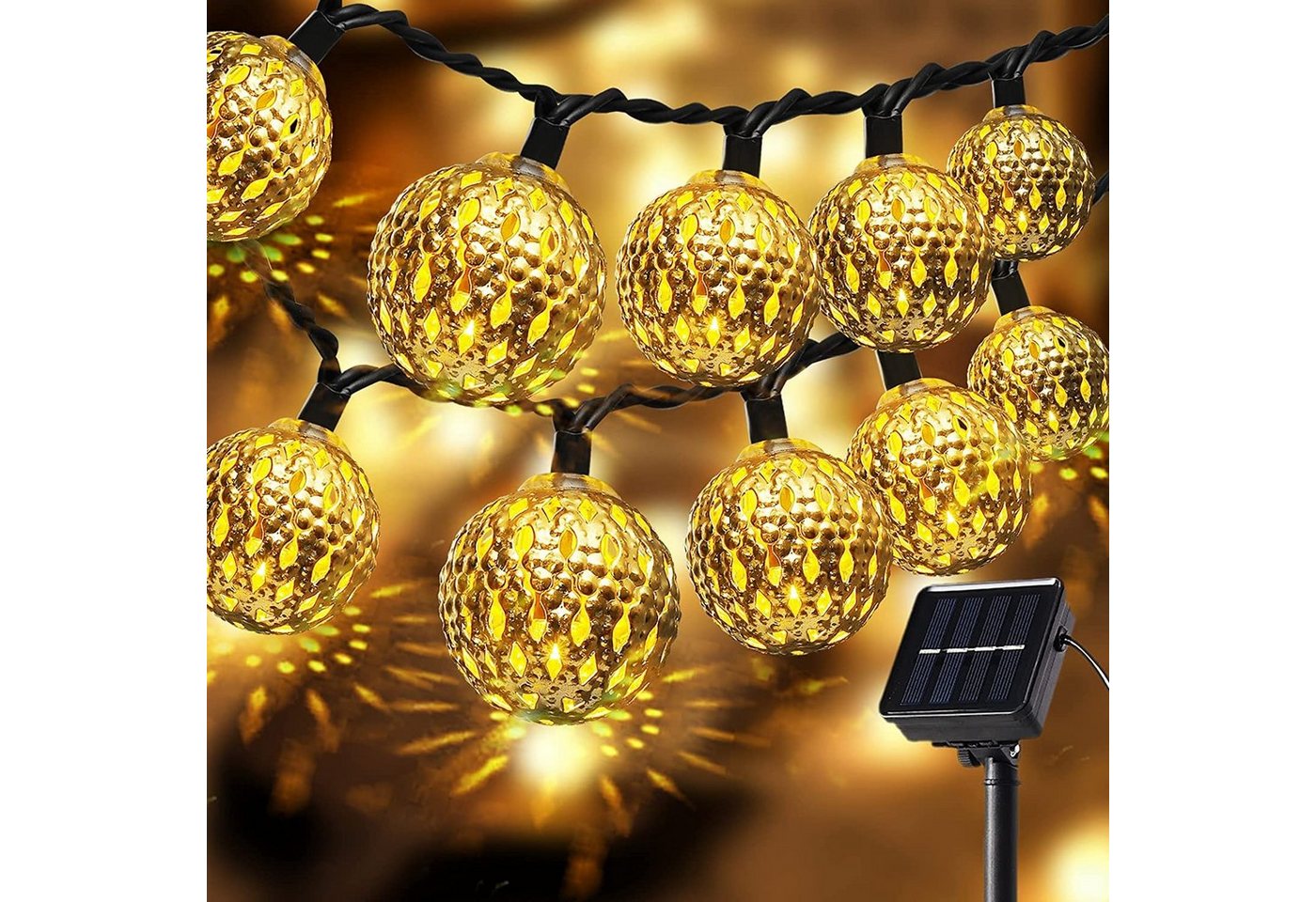 LANOR LED Solarleuchte Solar Lichterkette, LED-Stripes,Lichterkette,Lichtbalken,7M 50 Lichter, Geeignet für Garten, Baum, Hochzeit, Party von LANOR