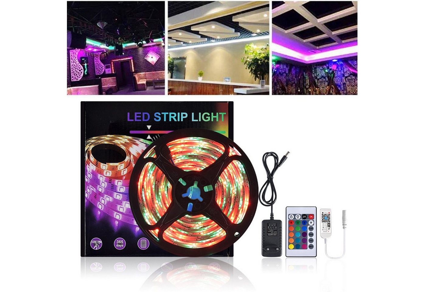 LANOR LED Stripe LED-Lichtband,RGB-Lichterketten,7 Farben Dekoration Lichtleiste,5m, WIFI und APP-Verbindungssteuerung,300RGB von LANOR
