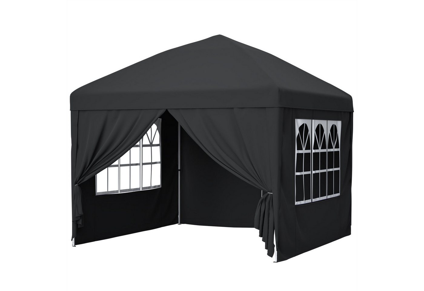 LANOX Faltpavillon Pavillon 3x3m in Schwarz mit 4 Seitenwänden, höhenverstellbar, faltbar, mit 4 Seitenteilen, (inkl. Sandsäcke, Heringe & Tragetasche), 313×313×197/260 cm von LANOX