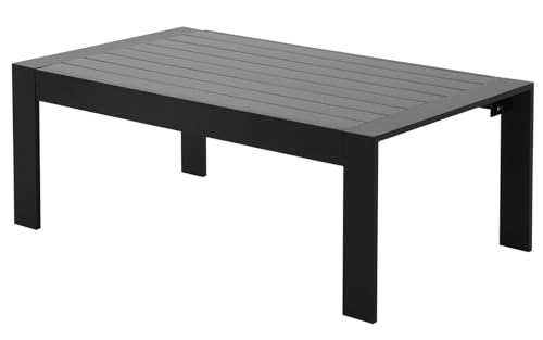 LANOX Gartentisch Wetterfest 110 X 62 X 41 cm, Balkontisch Aluminium Rahmen, WPC Tischplatte, Schwarz von LANOX