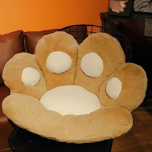 Sitzkissen,Katze Pfot Rückenkissen Sitzkissen Cute Cat Paw Stuhlkissen Sitzkissen Plüsch Komfort Sitzpolster Büro Lazy Warm Sitzkissen Bett Tatami Bodenkissen für Home (60x60cm, Kranichfarbe) von LANPEW