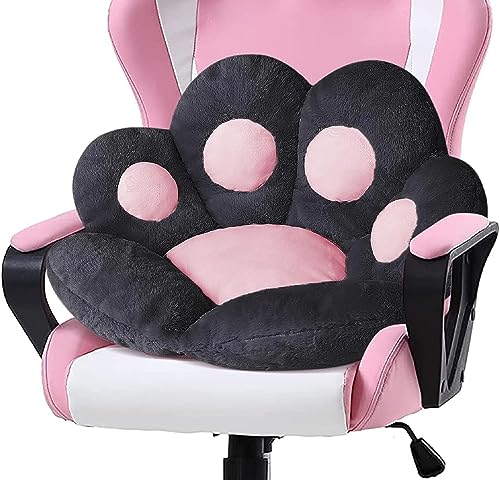 LANPEW Sitzkissen,Katze Pfot Rückenkissen Sitzkissen Cute Cat Paw Stuhlkissen Sitzkissen Plüsch Komfort Sitzpolster Büro Lazy Warm Sitzkissen Bett Tatami Bodenkissen für Home (60x60cm, Schwarz) von LANPEW