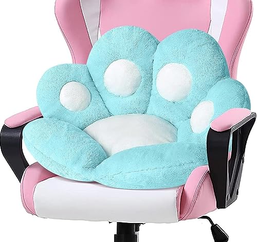 LANPEW Sitzkissen,Katze Pfot Rückenkissen Sitzkissen Cute Cat Paw Stuhlkissen Sitzkissen Plüsch Komfort Sitzpolster Büro Lazy Warm Sitzkissen Bett Tatami Bodenkissen für Home (60x60cm, blau) von LANPEW