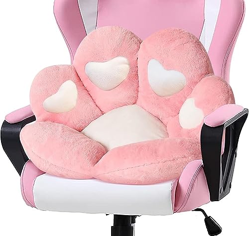 LANPEW Katze Pfot Rückenkissen Sitzkissen Cute Cat Paw Stuhlkissen Sitzkissen Plüsch Komfort Sitzpolster Büro Lazy Warm Sitzkissen Bett Tatami Bodenkissen für Home (70x70cm, Rosa Herz) von LANPEW