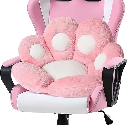 LANPEW Sitzkissen,Katze Pfot Rückenkissen Sitzkissen Cute Cat Paw Stuhlkissen Sitzkissen Plüsch Komfort Sitzpolster Büro Lazy Warm Sitzkissen Bett Tatami Bodenkissen für Home (70x70cm, rosa) von LANPEW