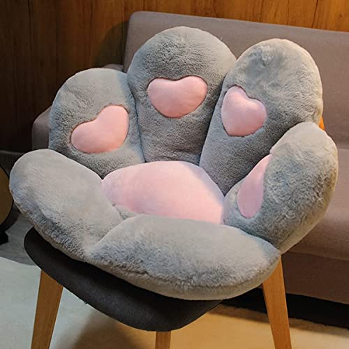 LANPEW Katze Pfote Kissen Nette Stuhl Kissen Kawaii Katze Pfote Form Gaming Stuhl Kissen Kitty Plüsch Lazy Sofa Kissen für Mädchen Gamer Stuhl, Kawaii Zubehör Stuff Room Dekor(graue Liebe, 60x60cm) von LANPEW