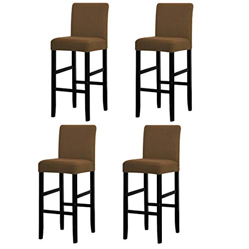 LANSHENG Bar Stuhlhussen, Stretch Abnehmbarer waschbarer Stuhl Schonbezug für Short Swivel Dining Chair Rückenlehne Barhocker Stuhl (Kamel,4 Stück) von LANSHENG