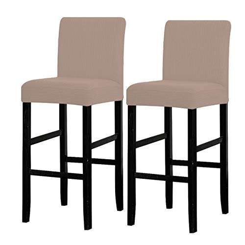 LANSHENG Bar Stuhlhussen, Stretch Abnehmbarer waschbarer Stuhl Schonbezug für Short Swivel Dining Chair Rückenlehne Barhocker Stuhl (Sand,2 Stück) von LANSHENG