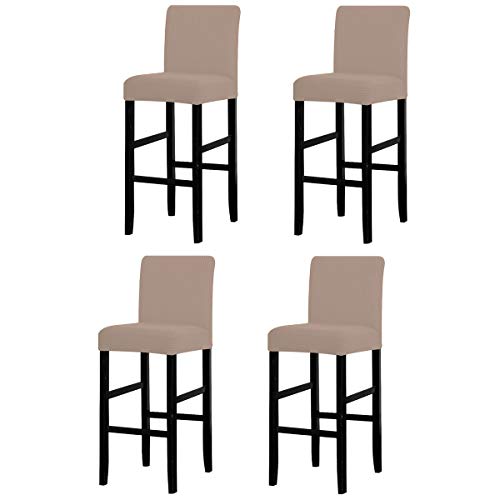 LANSHENG Bar Stuhlhussen, Stretch Abnehmbarer waschbarer Stuhl Schonbezug für Short Swivel Dining Chair Rückenlehne Barhocker Stuhl (Sand,4 Stück) von LANSHENG