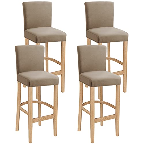LANSHENG Barhocker-Bezüge, Stretch, waschbar, ausziehbar und abnehmbar, für Kurze Drehstuhl, Esszimmerstuhl, Barhocker, Stuhl (Khaki, 4 Stück) von LANSHENG