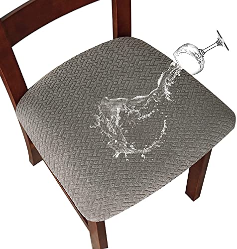 LANSHENG Stuhlbezug Sitzfläche Waschbarer Stretch Wasserdicht Jacquard Bezug für Stühle Esszimmerstuhl Sitzbezug Stuhlsitzbezüge 4er Set Hellgrau Stuhl Sitzbezug für Zuhause,Küche von LANSHENG