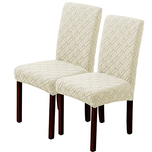 LANSHENG Stuhlhussen, Stretch Stuhlhussen Schwingstühle, Abnehmbarer Waschbarer Stuhlbezug für Esszimmer, Küche, Hotel (2er Set, Beige) von LANSHENG